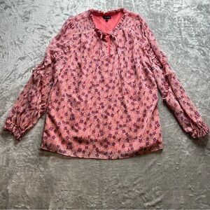 Talbots Long Sleeve Floral dark Pink Women's Top